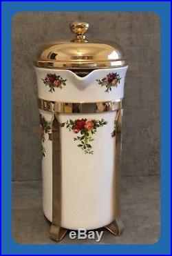Royal Albert'Old Country Roses' Cafetiere Coffee Pot 1962 backstamp 1ST QLTY