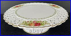 Royal Albert Old Country Roses Cake Stand Plate 12 Lattice Edge