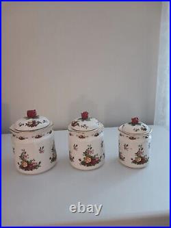 Royal Albert Old Country Roses Canister 3 Pc Set With Lids