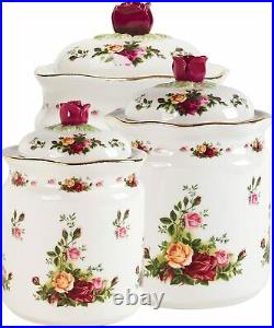 Royal Albert Old Country Roses Canisters Set Of 3 OCRFUN21210 Open Box