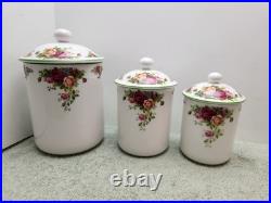 Royal Albert Old Country Roses Canisters With Sealing Lids 1998 Set of 3