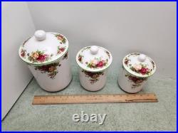 Royal Albert Old Country Roses Canisters With Sealing Lids 1998 Set of 3