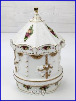 Royal Albert Old Country Roses Carousel Musical Sleeping Beauty RARE! Works