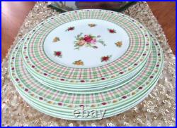 Royal Albert Old Country Roses Casual Plaid Set for 4 Fine Bone China 8 Pcs