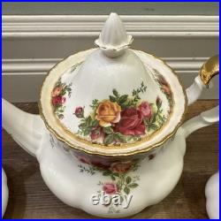 Royal Albert Old Country Roses China Teapot Cream Sugar Set 5pcs