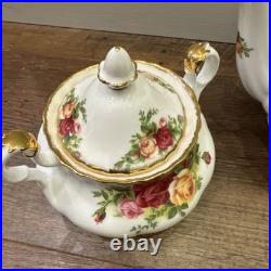 Royal Albert Old Country Roses China Teapot Cream Sugar Set 5pcs
