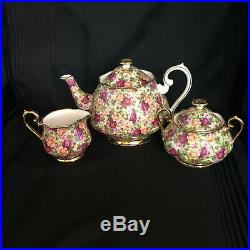 Royal Albert Old Country Roses Chintz Collection 6 Cup Teapot Cream & Sugar