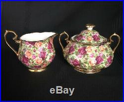 Royal Albert Old Country Roses Chintz Collection 6 Cup Teapot Cream & Sugar