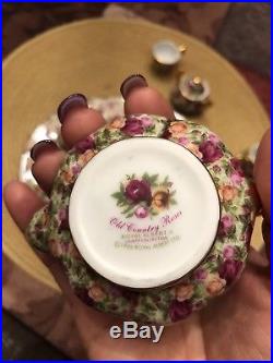 Royal Albert Old Country Roses Chintz Miniature Tea Set Teapot Sugar Creamer