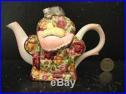Royal Albert Old Country Roses Chintz Novelty Miniature Teapot Cats Armchair