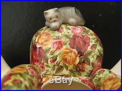 Royal Albert Old Country Roses Chintz Novelty Miniature Teapot Cats Armchair