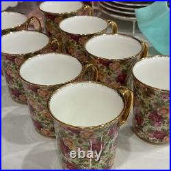 Royal Albert Old Country Roses Chintz Porcelain Mugs Set of 8 Floral 1999