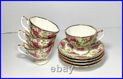Royal Albert Old Country Roses (Chintz) Set of 4 Porcelain Tea Cups & Saucers