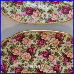 Royal Albert Old Country Roses Chintz Square Plate 8 Salad Gold Edge Set of 4