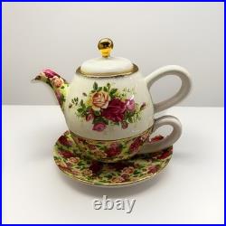 Royal Albert Old Country Roses Chintz Tea For One Teapot With Cup & Saucer