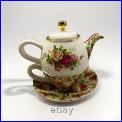 Royal Albert Old Country Roses Chintz Tea For One Teapot With Cup & Saucer