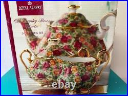 Royal Albert Old Country Roses Chintz Tea Set 3 Piece China Rare and Vintage