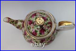 Royal Albert Old Country Roses Chintz Tea Set Teapot & 4 cups / saucers