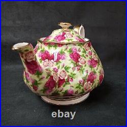 Royal Albert Old Country Roses Chintz Teapot- 2 GOLD BAND FOOT