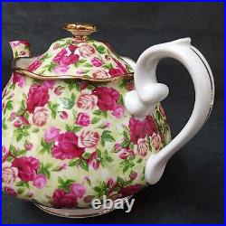 Royal Albert Old Country Roses Chintz Teapot- 2 GOLD BAND FOOT