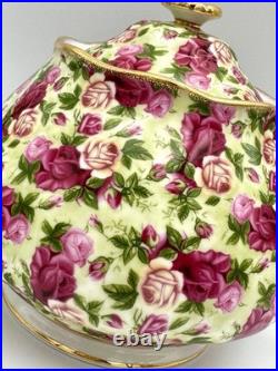 Royal Albert Old Country Roses Chintz Teapot, Creamer, Sugar & Tray, Set of 4