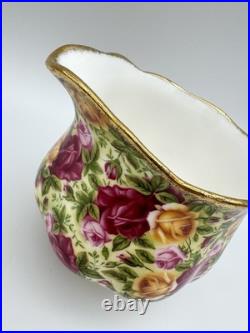 Royal Albert Old Country Roses Chintz Teapot, Creamer, Sugar & Tray, Set of 4