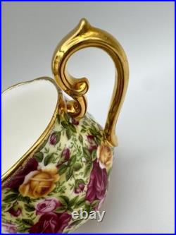 Royal Albert Old Country Roses Chintz Teapot, Creamer, Sugar & Tray, Set of 4