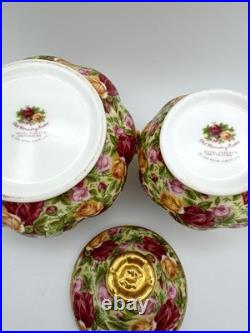 Royal Albert Old Country Roses Chintz Teapot, Creamer, Sugar & Tray, Set of 4