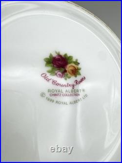 Royal Albert Old Country Roses Chintz Teapot, Creamer, Sugar & Tray, Set of 4