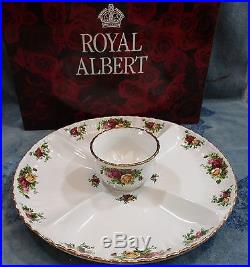 Royal Albert Old Country Roses Chip & Dip Set Snack Server Platter Tray Bowl NEW