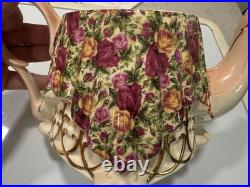 Royal Albert Old Country Roses Chitz Large Teapot Ceramic Paul Cardew 1996 EUC