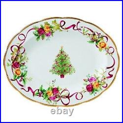 Royal Albert Old Country Roses Christmas Tree Oval Platter, 13-Inch NEW