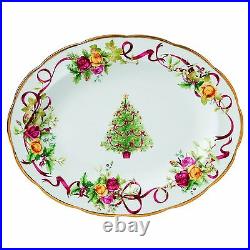 Royal Albert Old Country Roses Christmas Tree Oval Platter, 13-Inch NEW (S)