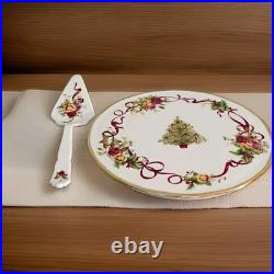 Royal Albert Old Country Roses Christmas Tree Porcelain Cake Stand Glossy Engla