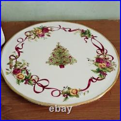 Royal Albert Old Country Roses Christmas Tree Porcelain Cake Stand Glossy Engla