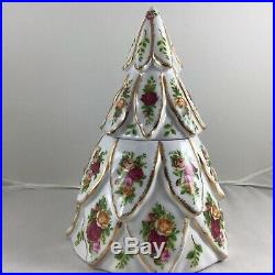 Royal Albert Old Country Roses Christmas Tree Shaped Candy Dish Mint! Gold