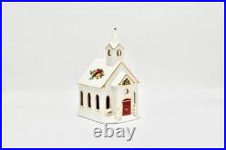 Royal Albert Old Country Roses Church Tealight Night Light up Snowy Chapel