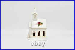 Royal Albert Old Country Roses Church Tealight Night Light up Snowy Chapel