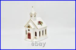 Royal Albert Old Country Roses Church Tealight Night Light up Snowy Chapel