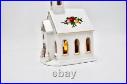 Royal Albert Old Country Roses Church Tealight Night Light up Snowy Chapel
