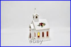 Royal Albert Old Country Roses Church Tealight Night Light up Snowy Chapel