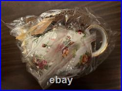 Royal Albert Old Country Roses Classic Fine China Teapot Pink Plum w Gold Trim