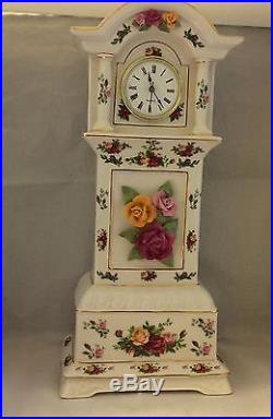 Royal Albert Old Country Roses Clock Beautiful Mantel Piece 16 Tall Pink