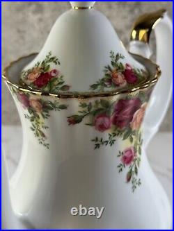 Royal Albert Old Country Roses Coffee Pot and Lid 1962 Vintage 10 1/4 in Tall