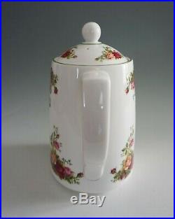 Royal Albert Old Country Roses Coffee Pot with Lid Green Trim Made in England