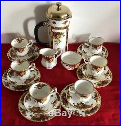 Royal Albert Old Country Roses Coffee set for 6 with cafetiere French press