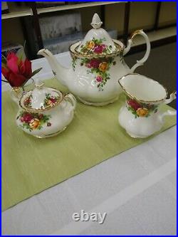 Royal Albert Old Country Roses Completer Tea Set Teapot Creamer Sugar Bowl New