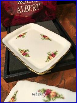 Royal Albert Old Country Roses Covered Cheese Dish Wedge Shape With Lid Label