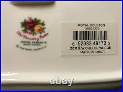 Royal Albert Old Country Roses Covered Cheese Dish Wedge Shape With Lid Label