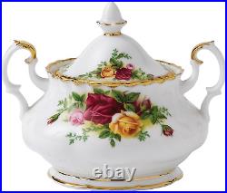 Royal Albert Old Country Roses Covered Sugar Bowl, Mostly White with Multicolore